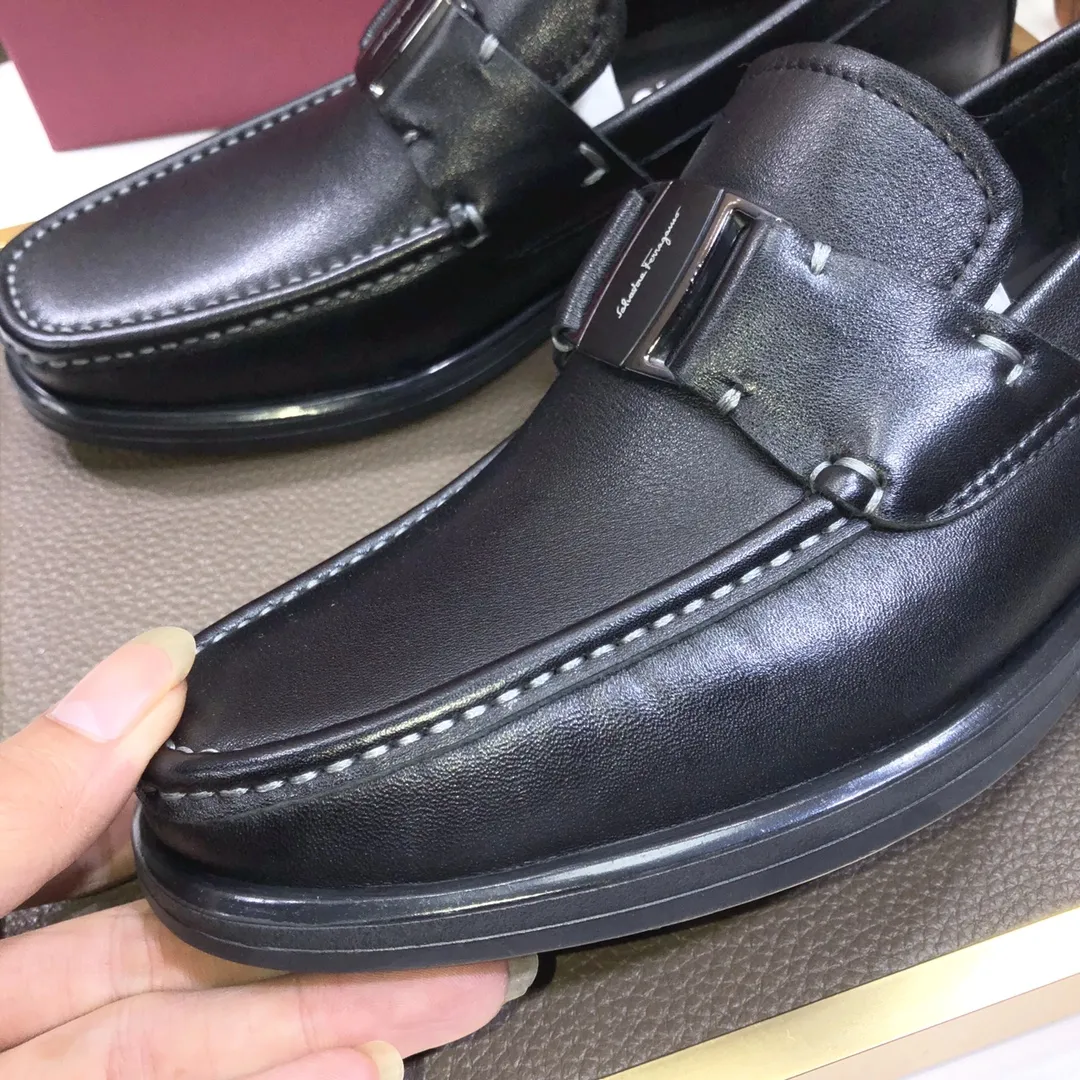 Men's shoes 💰500💰[Ferragamo/Ferragamo] The latest model in the counter. Original imported cowhide fabric + 🐂 water-dyed sheepskin lining + original luxury metal buckle + original combined outsole. Comparison without pressure 38--45 (45 is custom-made and cannot be returned or exchanged)